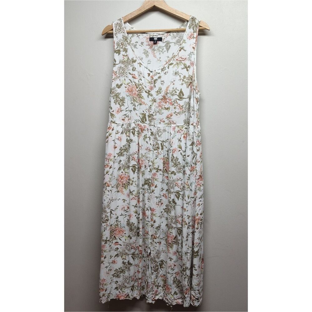Frye Midi Dress Women XL White Floral Sleeveless Relaxed Soft Girl Romantic Fall